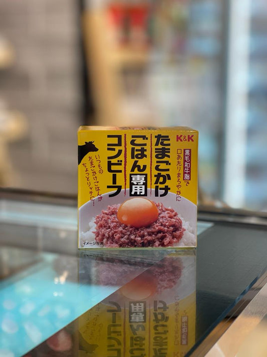 日本K&K 生蛋拌飯專用 鹹牛肉罐頭 80g